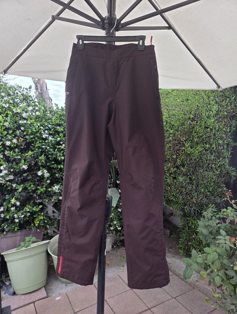 Prada Women Dark Brown Cargo Pants with Red Tab 44.